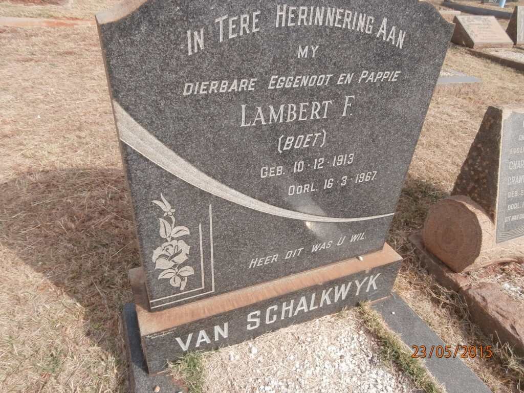 SCHALKWYK Lambert F., van 1913-1967