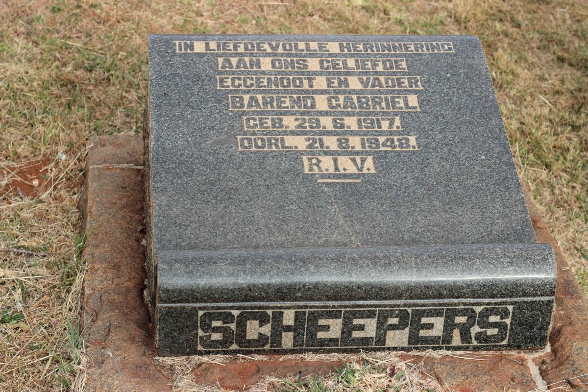 SCHEEPERS Barend Gabriel 1917-1948
