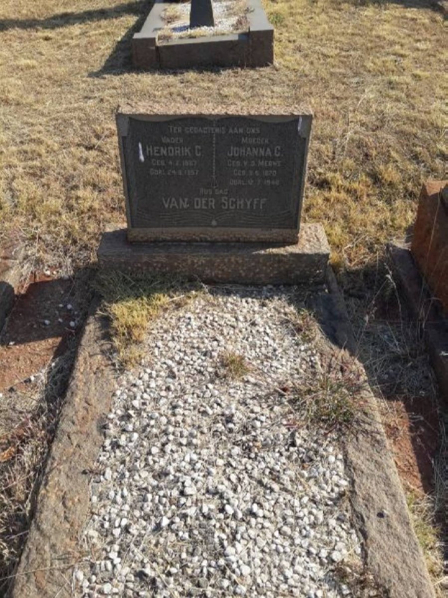 SCHYFF Hendrik C., van der &amp; Johanna C. V.D. MERWE
