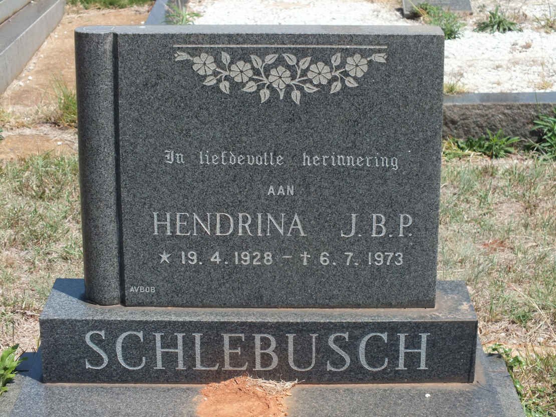 SCHLEBUSCH Hendrina J.B.P. 1928-1973
