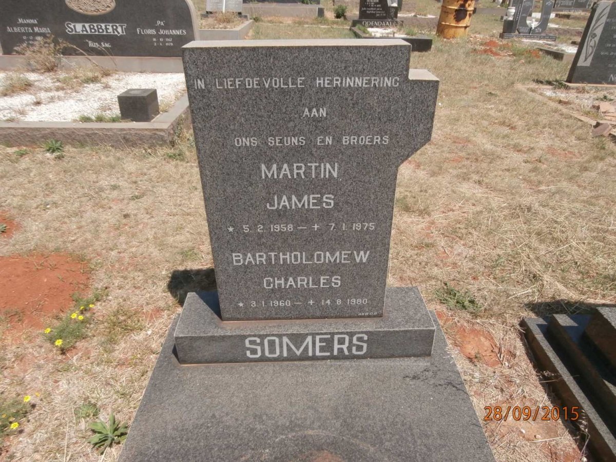 SOMERS Martin James 1958-1975 :: SOMERS Bartholomew Charles 1960-1980