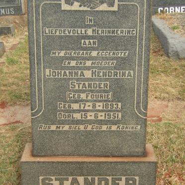 STANDER Johanna Hendrina nee FOURIE 1893-1951
