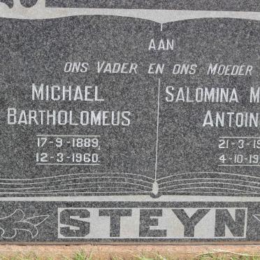 STEYN Michael Bartholomeus 1889-1960 &amp; Salomina Magdalena Antoinette 1901-1972