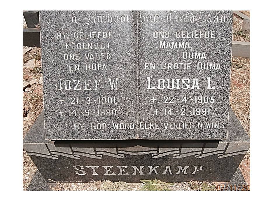 STEENKAMP Jozef W. 1901-1980 &amp; Louisa L. 1905-1991