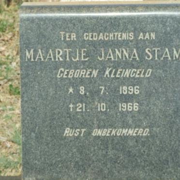 STAM Maartje Janna nee KLEINGELD 1896-1966
