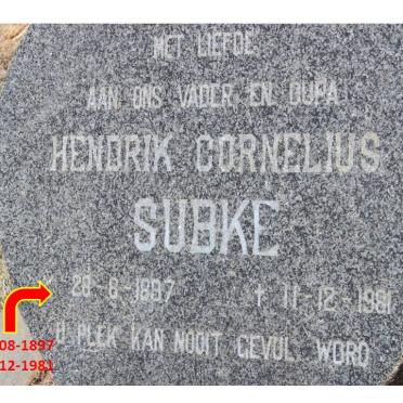 SUBKE Hendrik Cornelius 1897-1981