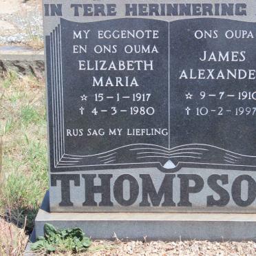 THOMPSON James Alexander 1910-1997 &amp; Elizabeth Maria 1917-1980