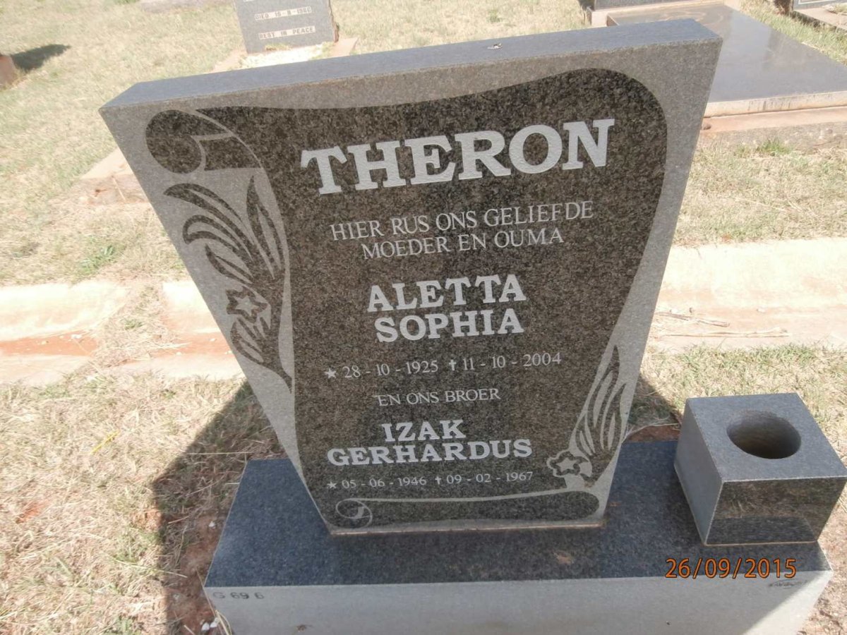THERON Aletta Sophia 1925-2004 :: THERON Izak Gerhardus 1946-1967