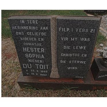 TOIT Hester Sophia, du nee KIESER 1896-1982