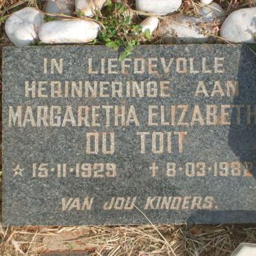 TOIT Margaretha Elizabeth, du 1929-1982