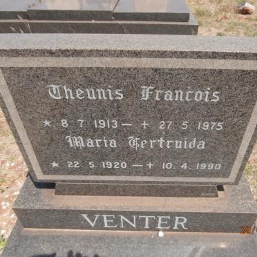 VENTER Theunis Francois 1913-1975 &amp; Maria Gertruida 1920-1990