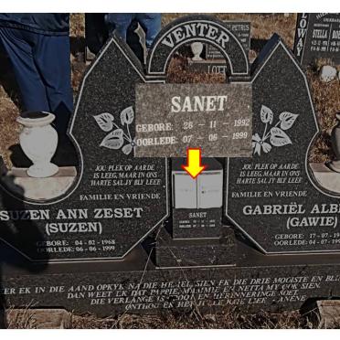 VENTER Gabriël Albertus 1965-1999 &amp; Suzen Ann Zeset 1968-1999 :: VENTER Sanet 1992-1999