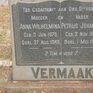 VERMAAK Petrus Johannes 1870-1949 &amp; Anna Wilhelmina 1879-1949