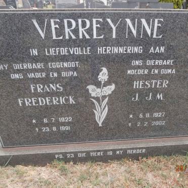 VERREYNE Frans Frederick 1922-1991 &amp; Hester J.J.M. 1927-2002