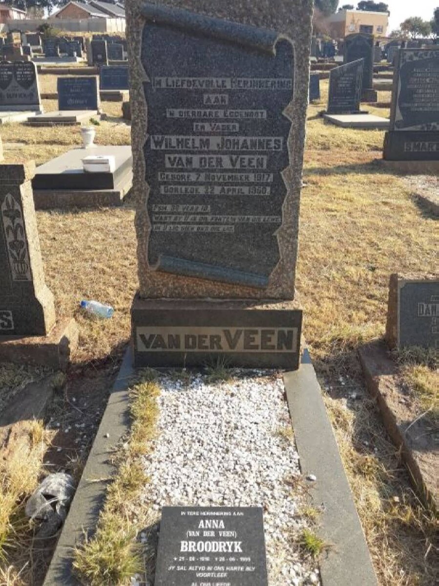 VEEN Wilhelm Johannes, van der 1917-1950 :: BROODRYK Anna nee VAN DER VEEN