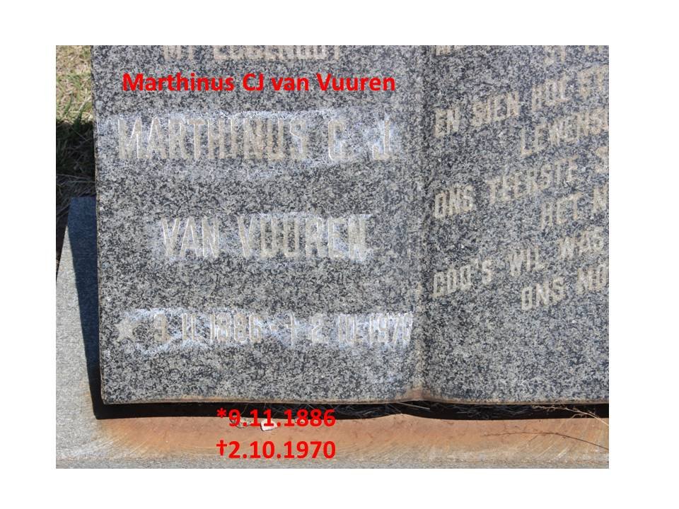 VUUREN Marthinus C.J., van 1886-1970