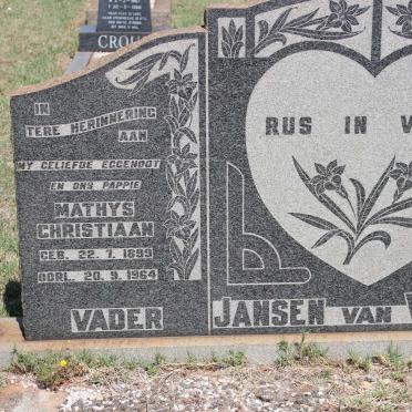 VUUREN Mathys Christiaan, Jansen van 1899-1964 &amp; Hilda Maria RUSSELL 1910-1974