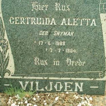 VILJOEN Gertruida Aletta nee SNYMAN 1888-1964