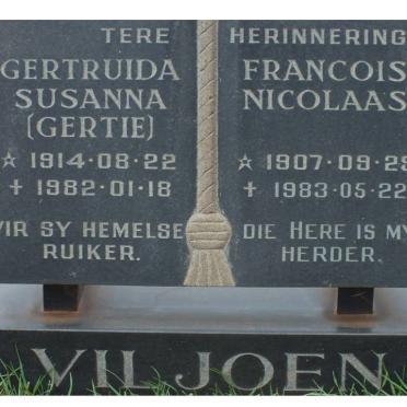 VILJOEN Francois Nicolaas 1907-1983 &amp; Gertruida Susanna 1914-1982