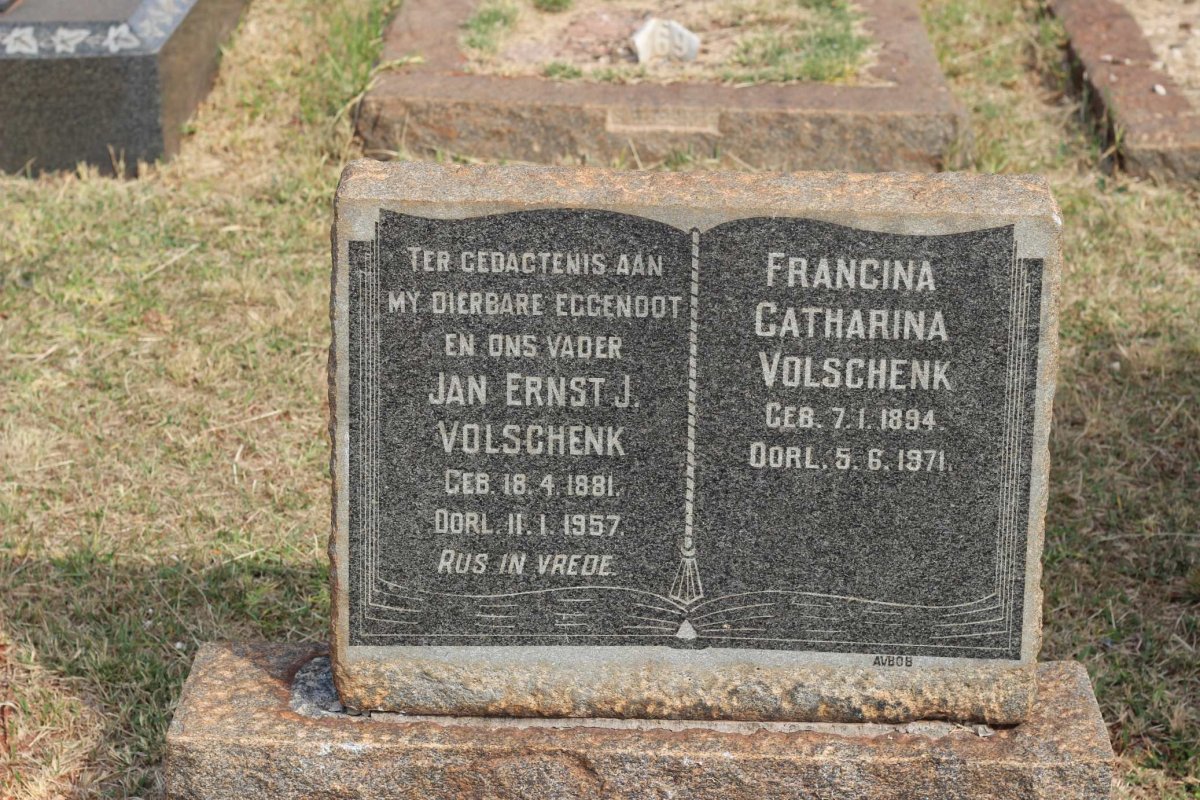 VOLSCHENK Jan Ernst J. 1881-1957 &amp; Francina Catharina 1894-1971