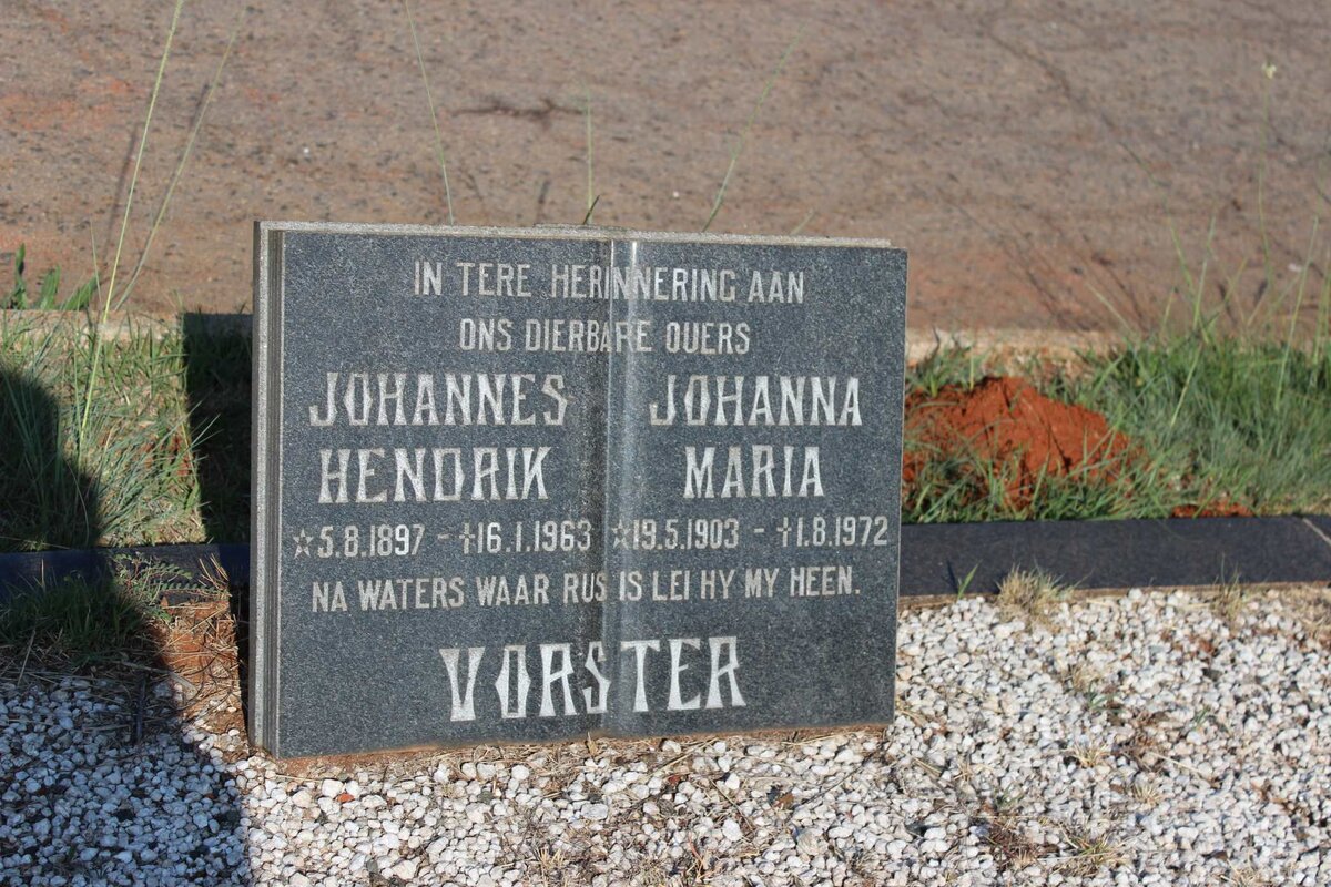 VORSTER Johannes Hendrik 1897-1963 &amp; Johanna Maria 1903-1972