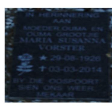 VORSTER Maria Susanna 1926-2014
