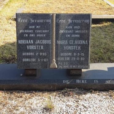 VORSTER Adriaan Jacobus 1903-1967 &amp; Maria Glaudina 1915-1992