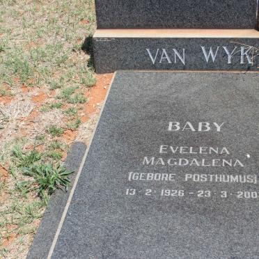 WYK Evelena Magdalena, van nee POSTHUMUS 1926-2002