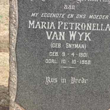 WYK Maria Petronella, van nee SNYMAN 1901-1958