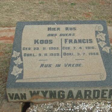 WYNGAARDEN Koos, van 1905-1959 &amp; Francis 1916-1958 :: VAN WYNGAARDEN Gerrit