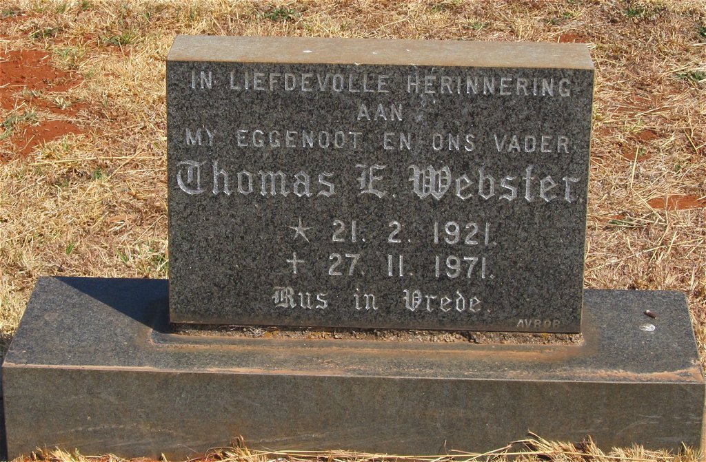 WEBSTER Thomas E. 1921-1971