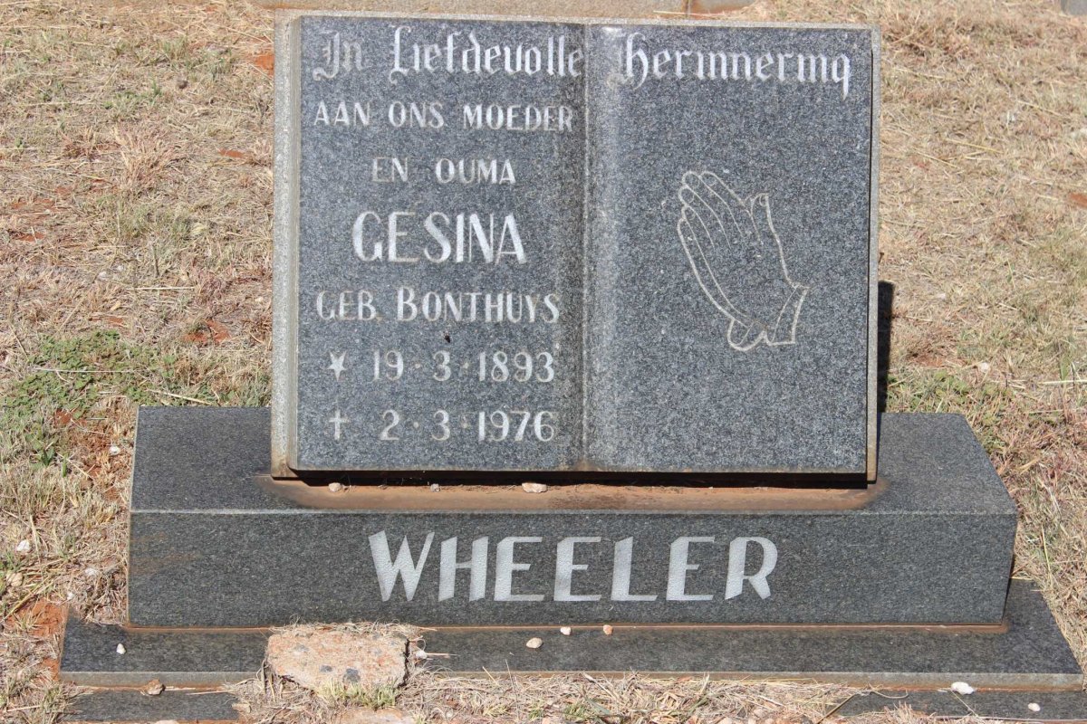 WHEELER Gesina nee BONTHUYS 1893-1976