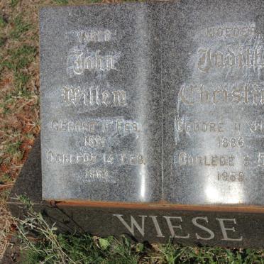 WIESE John Willem 1891-1962 &amp; Judith Christina 1886-1969