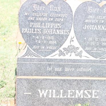 WILLEMSE Phillippus Paules Johannes 1913-1964 &amp; Johanna M. 1911-1966