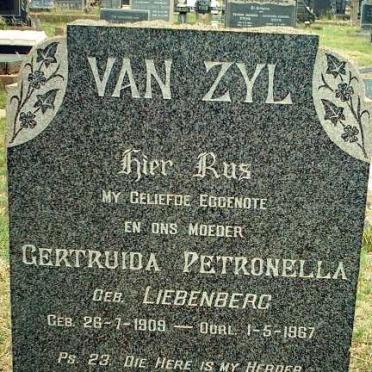 ZYL Gertruida Petronella, van nee LIEBENBERG 1909-1967