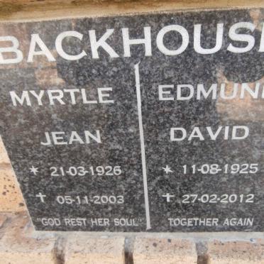 BACKHOUSE Edmund David 1925-2012 &amp; Myrtle Jean 1926-2003