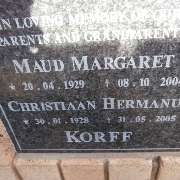 KORFF Christiaan Hermanus 1928-2005 &amp; Maud Margaret 1929-2004