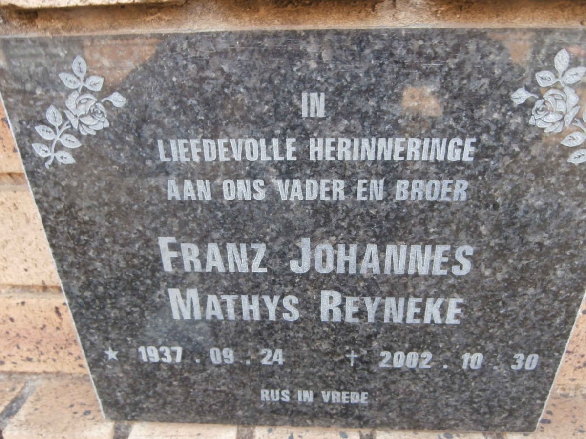 REYNEKE Franz Johannes Mathys 1937-2002
