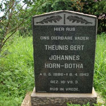 BOTHA Theunis Gert Johannes, Horn 1886-1943