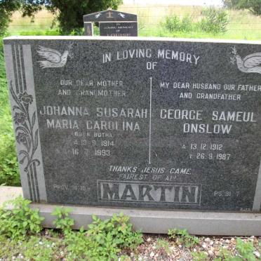 MARTIN George Sameul Onslow 1912-1987 &amp; Johanna Susarah Maria Carolina BOTHA 1914-1993