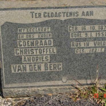 BERG Coenraad Christoffel Andries, van den 1879-1952