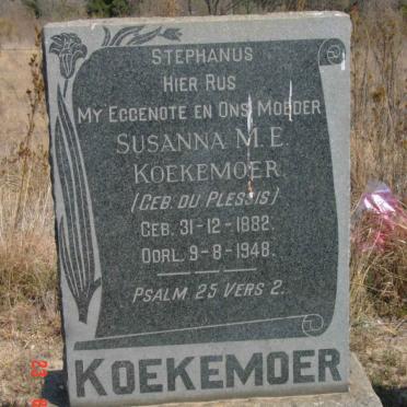 KOEKEMOER Susanna M.E. nee DU PLESSIS 1882-1948