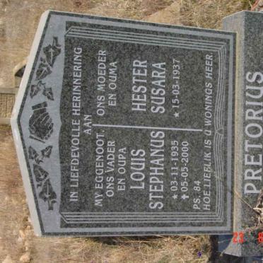 PRETORIUS Louis Stephanus 1935-2000 &amp; Hester Susara 1937-