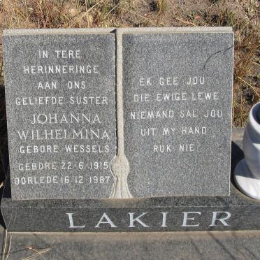 LAKIER Johanna Wilhelmina nee WESSELS 1915-1987