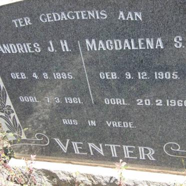 VENTER Andries J.H. 1885-1961 &amp; Magdalena S. 1905-1966