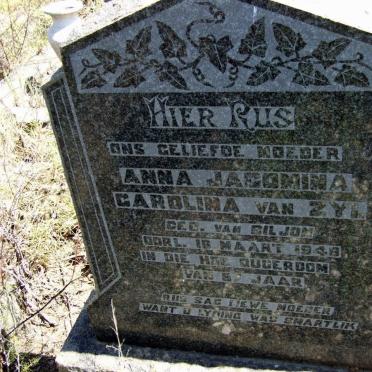 ZYL Anna Jacomina Carolina, van nee VAN BILJON -1949
