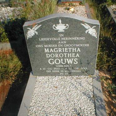 GOUWS Magrietha Dorothea nee NEL 1920-2001