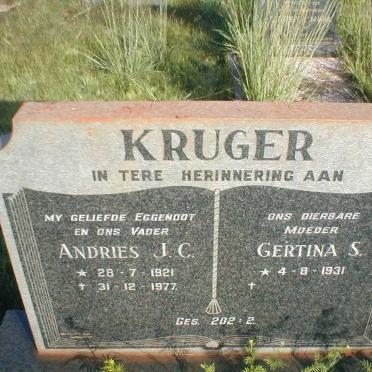 KRUGER Andries J.C. 1921-1977 &amp; Gertina S. 1931-