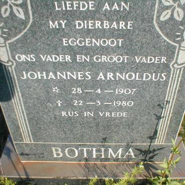 BOTHMA Johannes Arnoldus 1907-1980