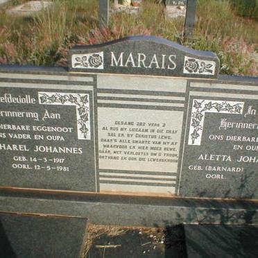 MARAIS Charel Johannes 1917-1981 &amp; Aletta Johanna BARNARD